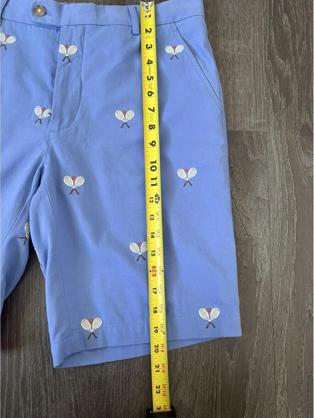 J. McLaughlin Men’s Cotton Blue Shorts Embroidered Tennis Rackets Size 32 - Picture 7 of 9